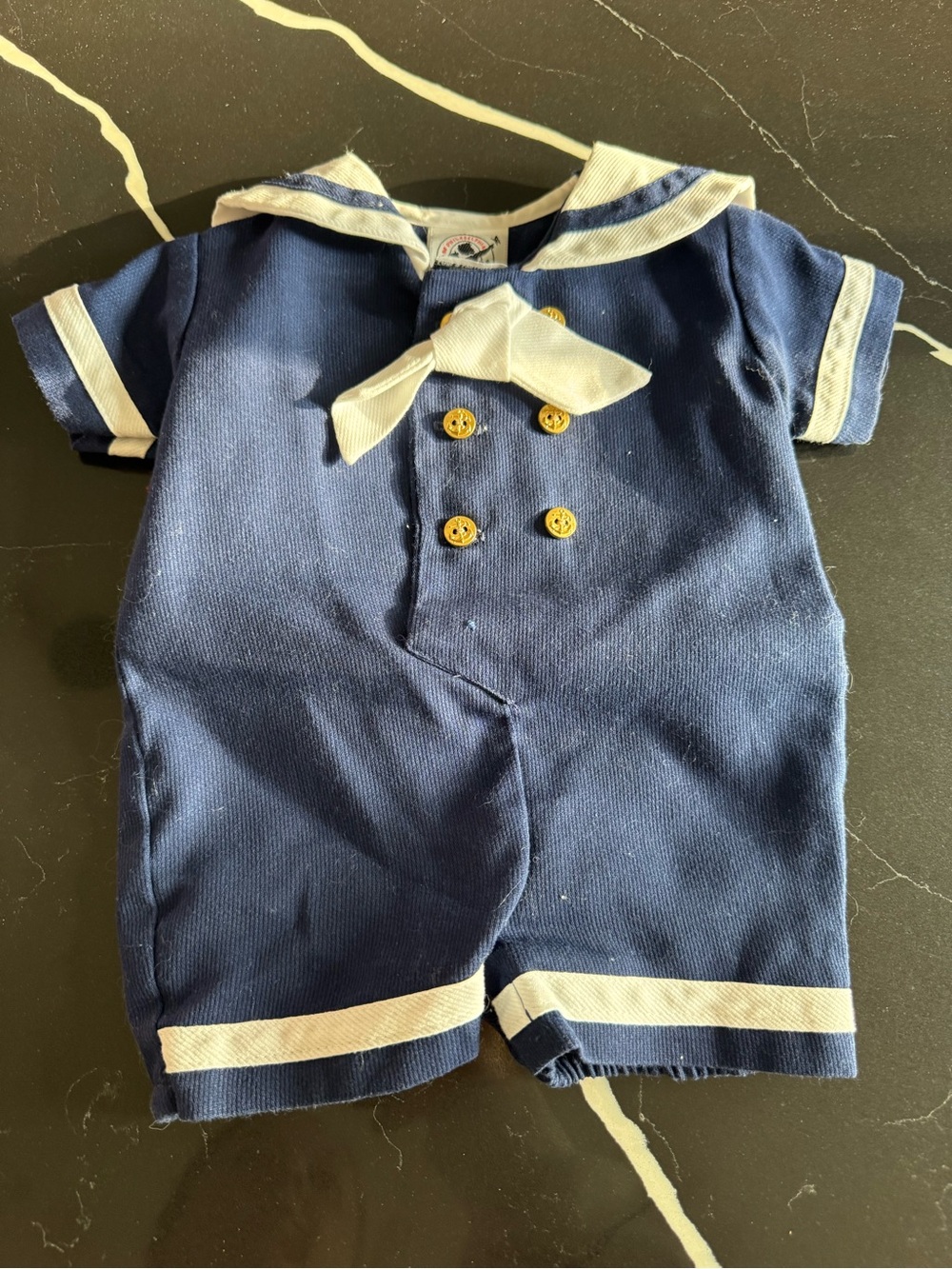 Vintage Sailor Romper with White Trim